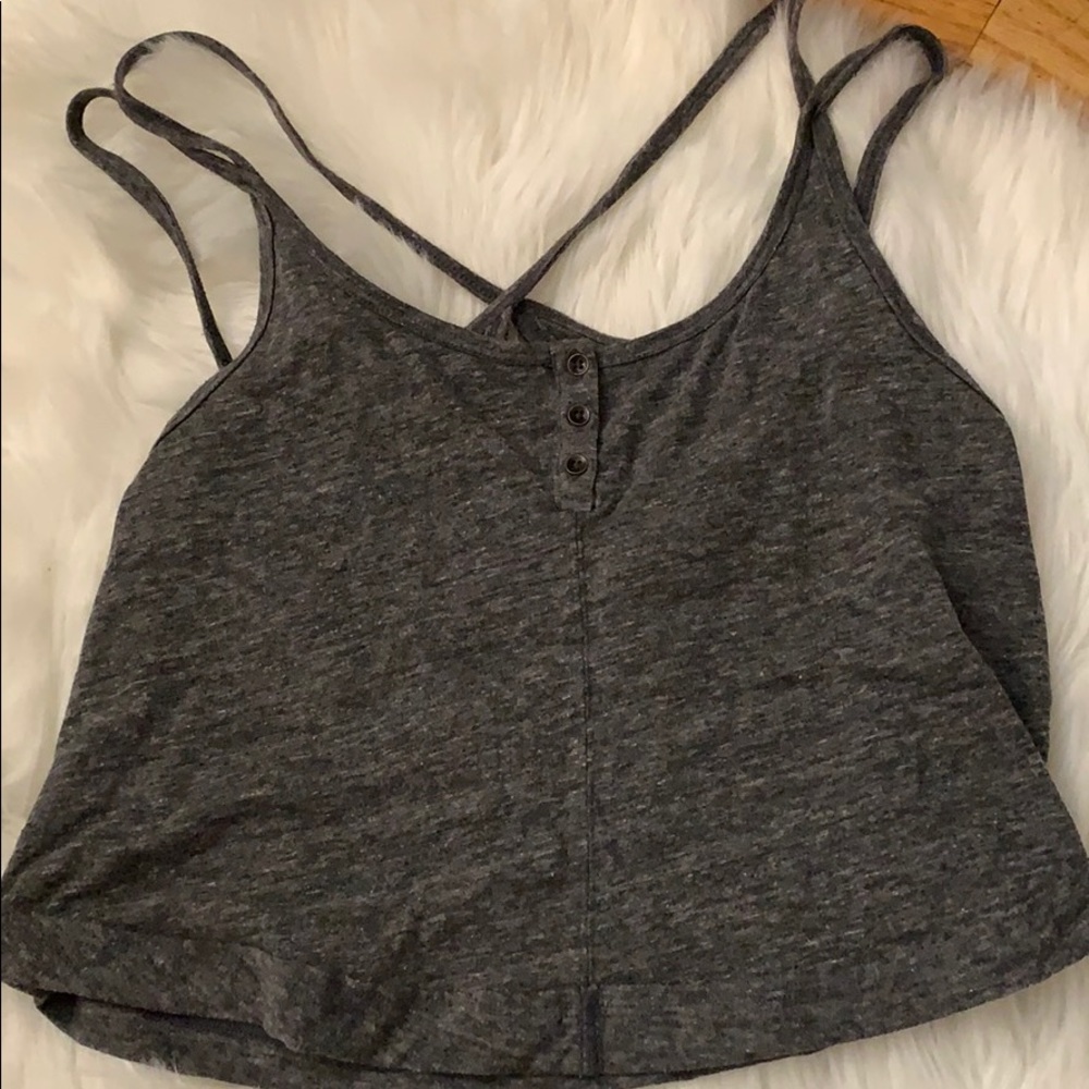 Grey tank w cross cross back